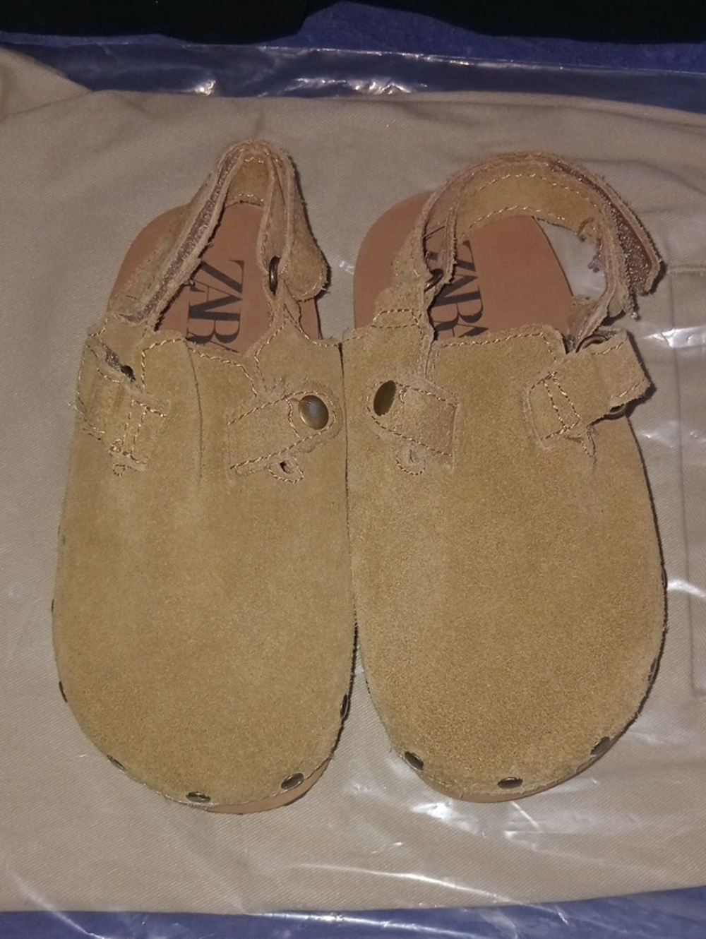 Zara Kids Suede Tan Sandal Clogs